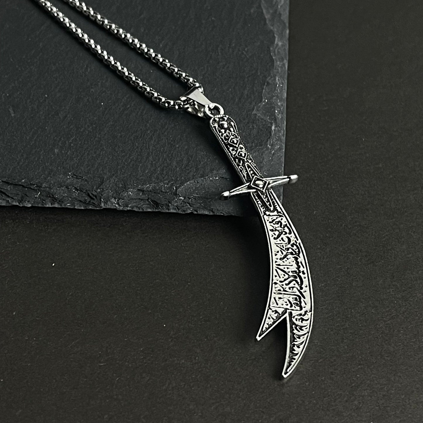 La-Fateh Illa Ali Zulfiqar Sword Pendant Necklace