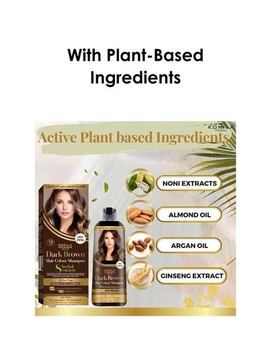 KOKILA Hair color shampoo 400Ml Natural Black for Men & Women, No Ammonia - No Paraben