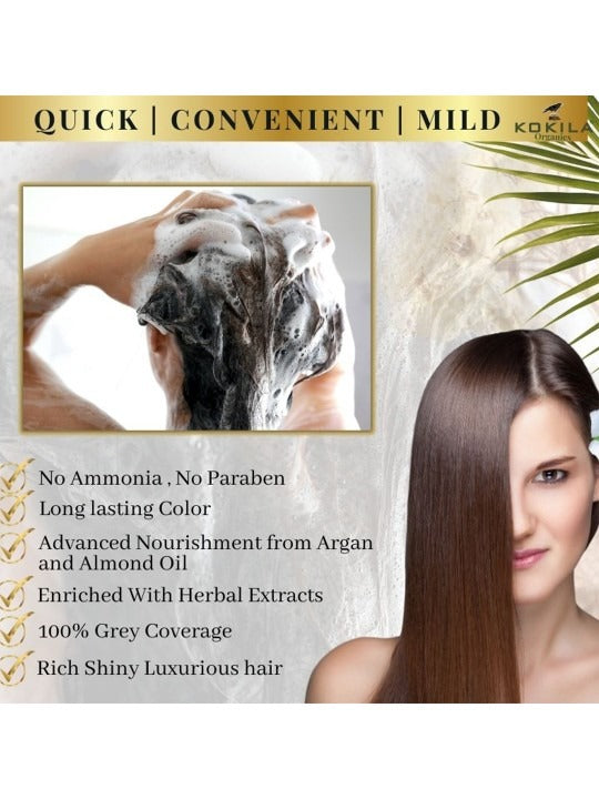 KOKILA Hair color shampoo 400Ml Natural Black for Men & Women, No Ammonia - No Paraben