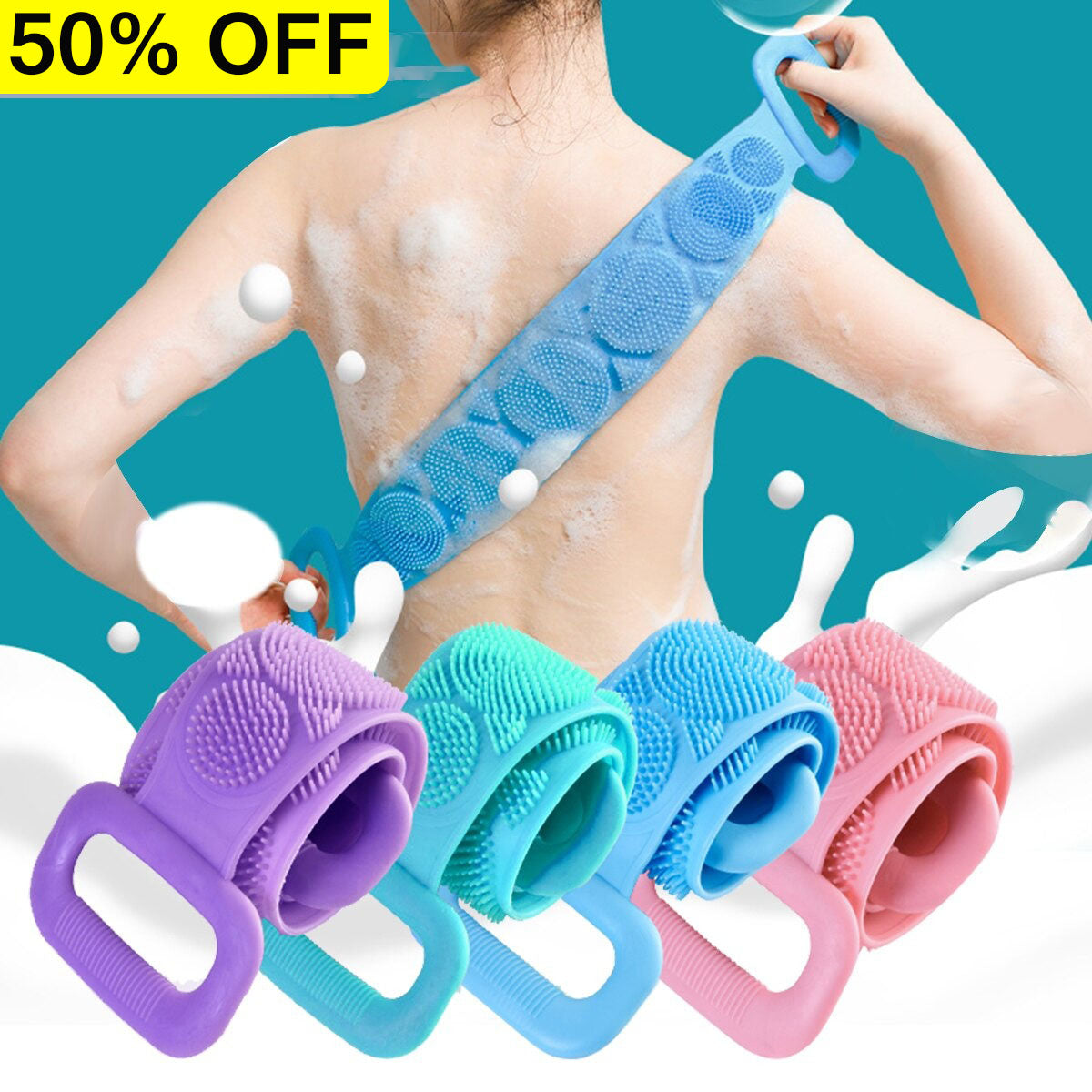 Bath Shower Silicone Body Brush Belt ( Random Colour )