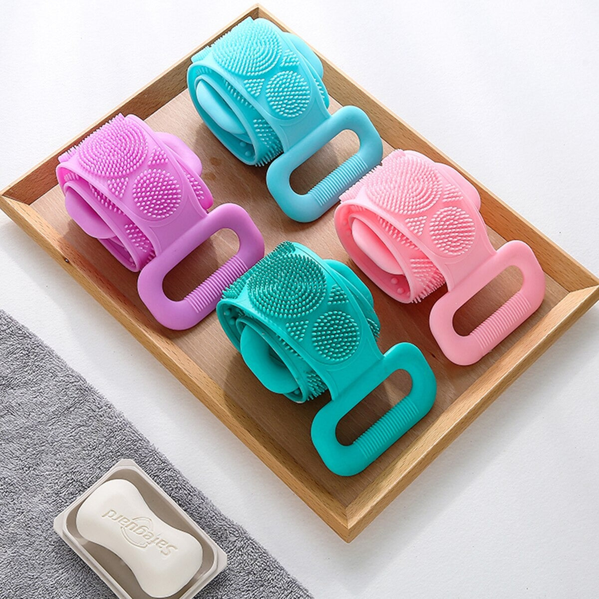 Bath Shower Silicone Body Brush Belt ( Random Colour )