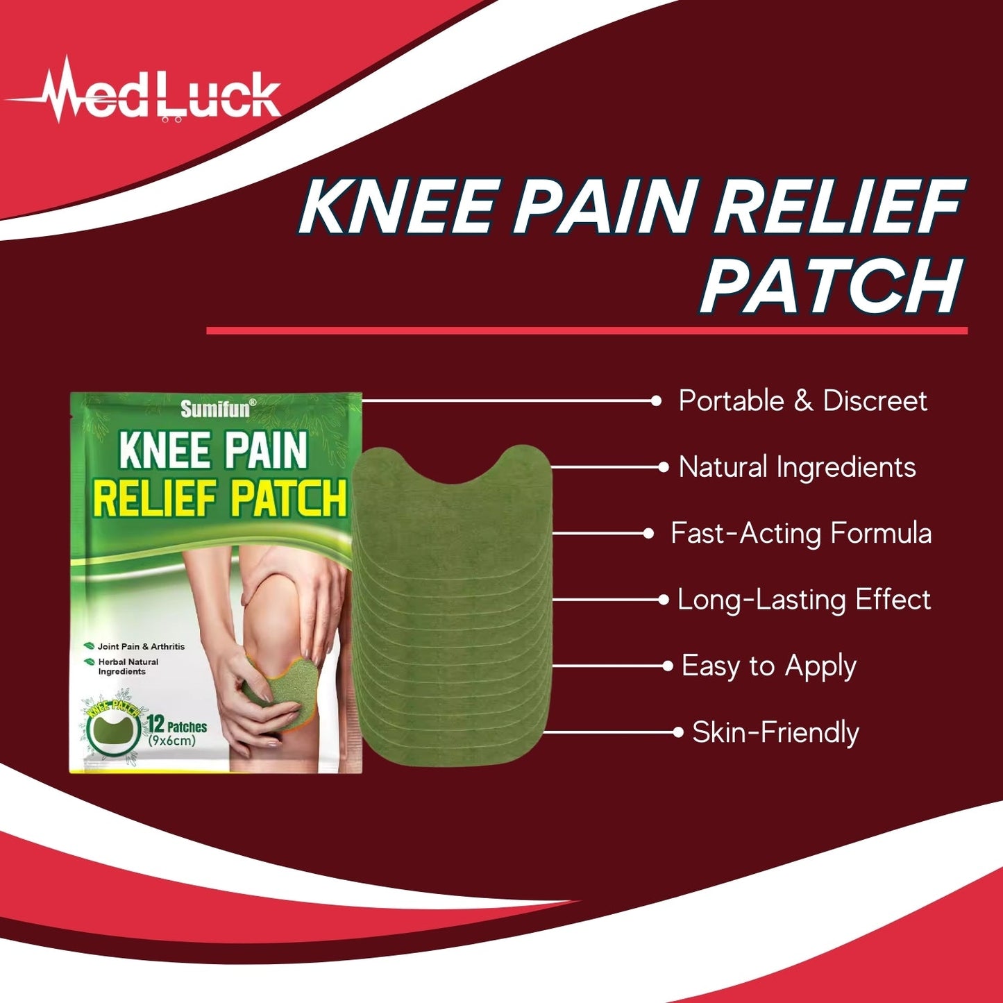 Knee Pain Relief Patch, Warming Herbal Plaster Pain Patches