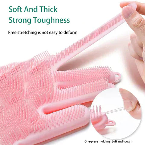 Multipurpose Silicone Dish Washing Gloves With Scrubber
