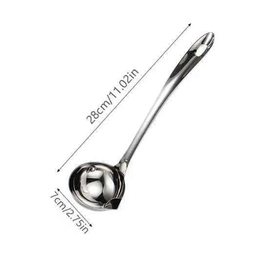 Oil Seperator Spoon, Stainless Steel Oil Filter Spoon Soup with Long Handle Oil Soup Cooking Strainer Filter Soup Ladle