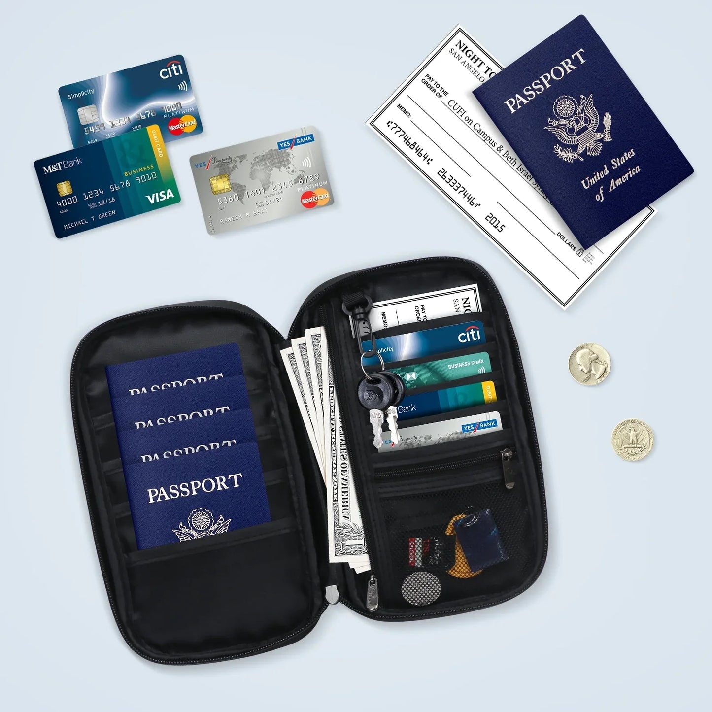 Travel Passport Wallet Organizer,Premium  Family Travel Document Organizer Case Family Passport Holder