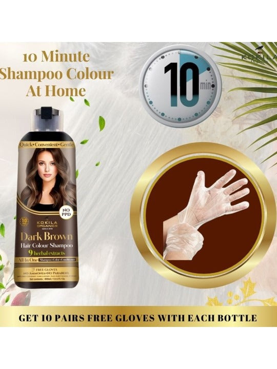 KOKILA Hair color shampoo 400Ml Natural Black for Men & Women, No Ammonia - No Paraben