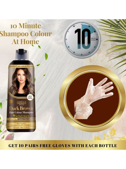 KOKILA Hair color shampoo 400Ml Natural Black for Men & Women, No Ammonia - No Paraben