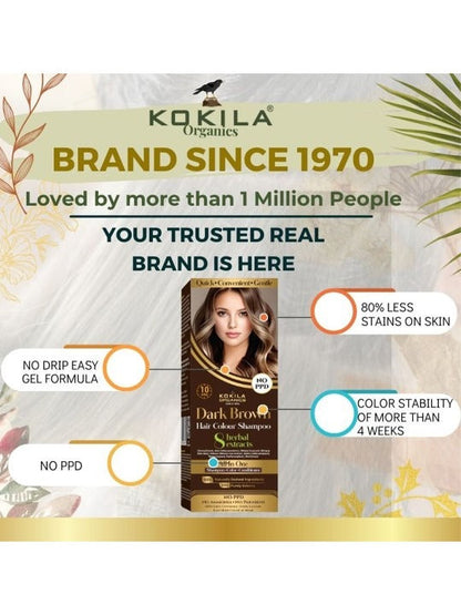 KOKILA Hair color shampoo 400Ml Natural Black for Men & Women, No Ammonia - No Paraben