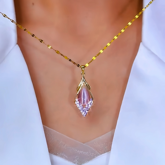 Classis Sapphire Necklace with 1 K Gold Plated Chain