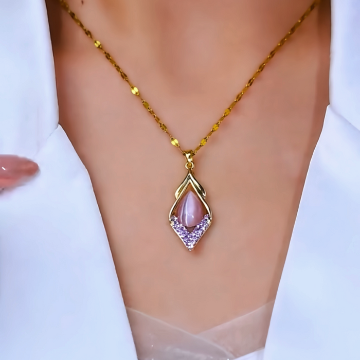 Classis Sapphire Necklace with 1 K Gold Plated Chain