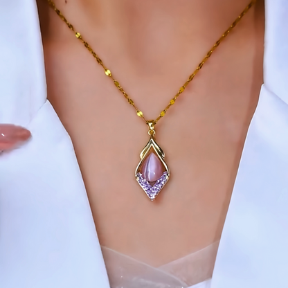 Classis Sapphire Necklace with 1 K Gold Plated Chain
