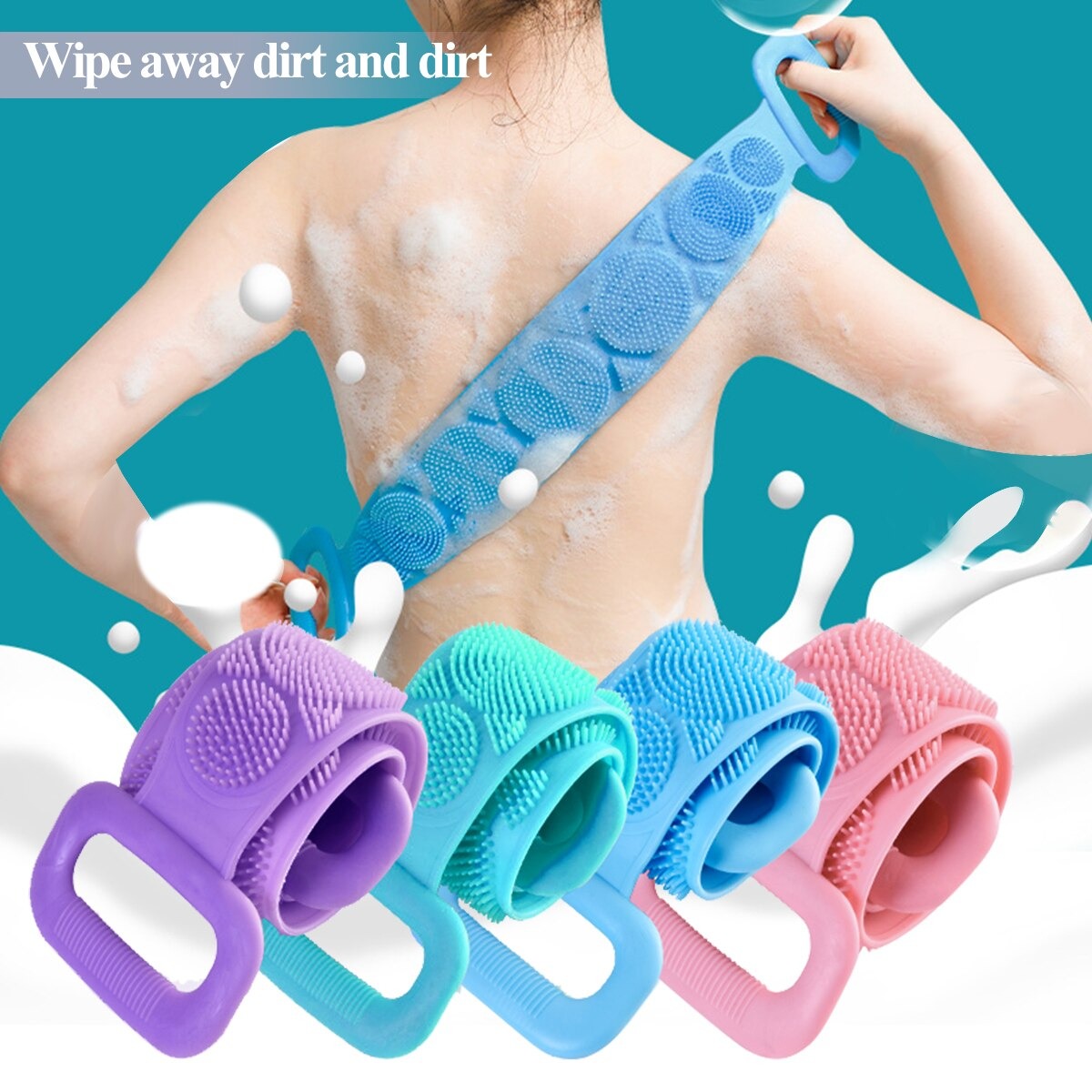 Bath Shower Silicone Body Brush Belt ( Random Colour )